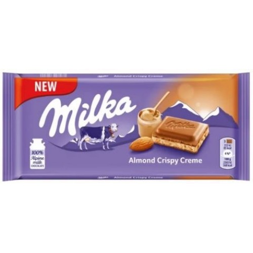 Milka Almond Crispy Creme, 90 g.