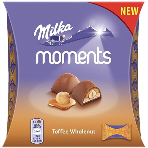 Шоколадные конфеты Milka Moments Toffee Wholenut  169 гр
